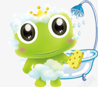 可爱卡通洗澡青蛙王子素材
