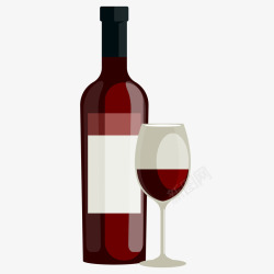 红酒标签贴图卡通红酒酒杯和酒瓶矢量图高清图片