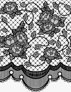 百合花镂空图案黑色蕾丝花纹图高清图片