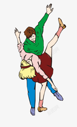 街舞舞姿卡通双人舞高清图片