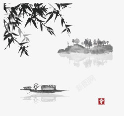 中国风水墨风景矢量图素材