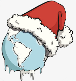 地球变暖圣诞帽子插画高清图片