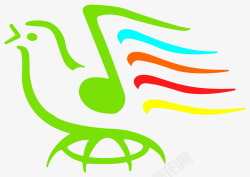 艺术节logo绿色小鸟形状的音乐艺术节标志图标高清图片