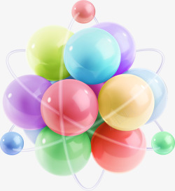 手绘彩色分子球矢量图素材