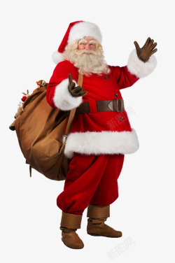 圣诞装美女背着麻袋装圣诞礼物的圣诞老人高清图片