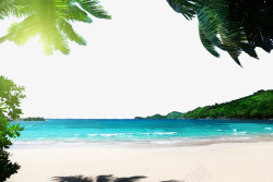 度假胜地金色沙滩绿色椰树度假胜地高清图片