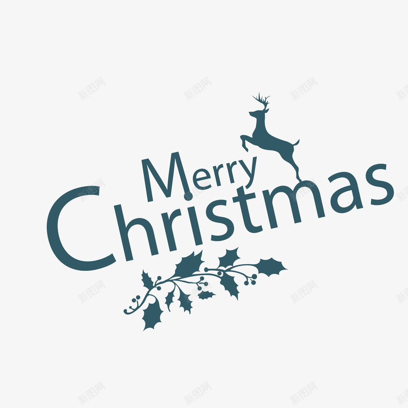 圣诞节快乐图标png_新图网 https://ixintu.com LOGO 圣诞节快乐 墨绿色 艺术字 花纹