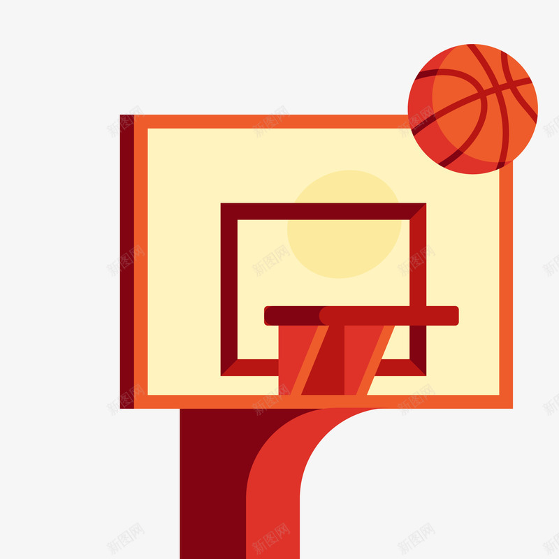 扁平化篮球架和篮球png免抠素材_新图网 https://ixintu.com 卡通 扁平化 比赛 篮球 篮球架 运动