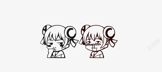 卡通小女生png免抠素材_新图网 https://ixintu.com 人物 动画 卡通 可爱 背影 黑白