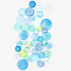 水彩圆圈蓝色泡泡漂浮物高清图片
