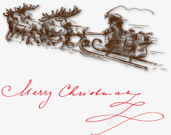 橘色咖啡车圣诞雪橇车元素矢量图高清图片