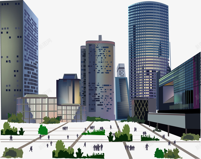 建筑png免抠素材_新图网 https://ixintu.com 商业街 广场 建筑