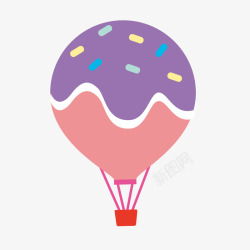 桔色热汽球装饰卡通扁平化热气球矢量图高清图片