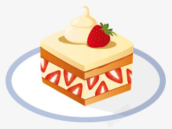 切块的草莓芝士正方形切块水果蛋糕手绘蛋糕高清图片
