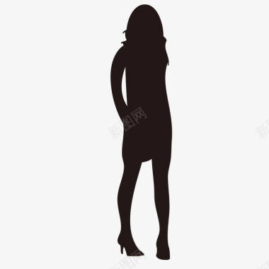 黑色的女人背影图标图标