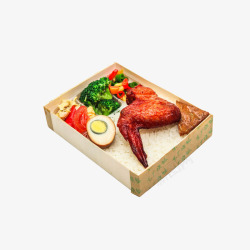 纸质餐盒实物大鸡翅盒饭高清图片