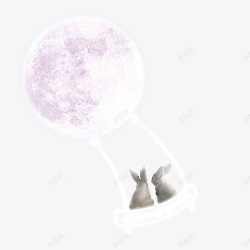 月兔和月亮psd免抠素材_新图网 https://ixintu.com 中秋 月亮 月亮素材 月兔
