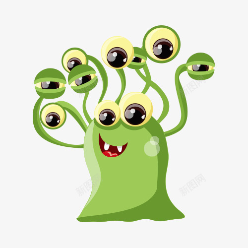 卡通大眼细菌png免抠素材_新图网 https://ixintu.com 动物 卡通 微生物 怪物 细菌