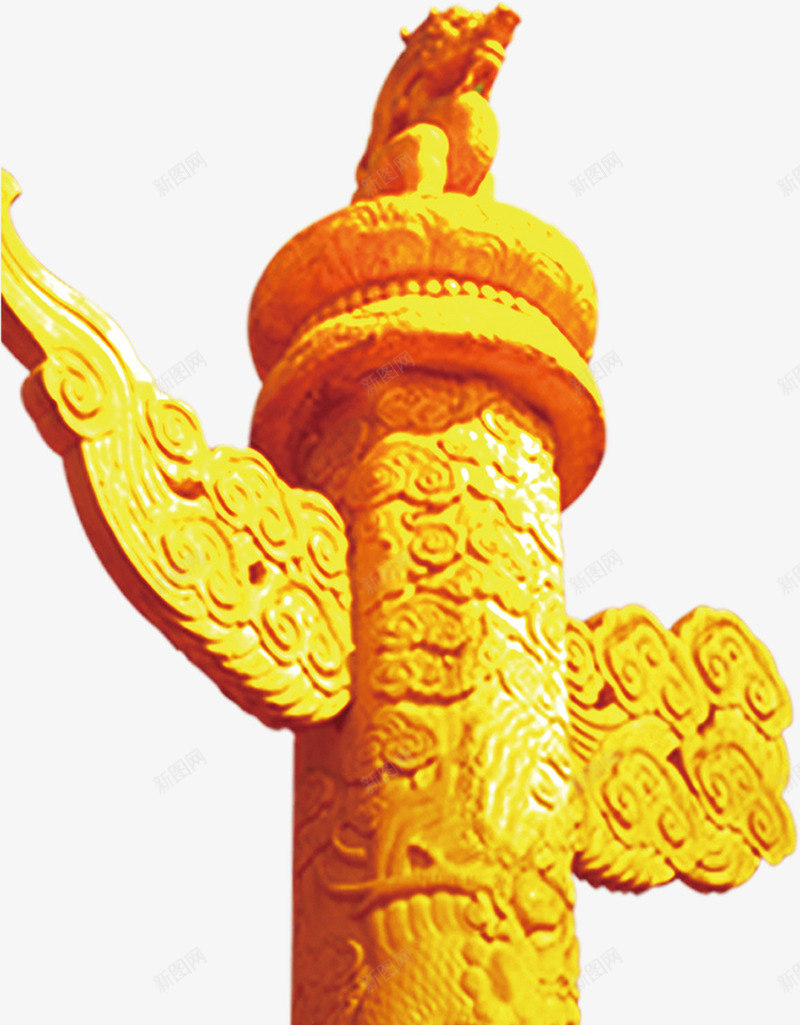 金色柱子装饰图案png免抠素材_新图网 https://ixintu.com 北京 图案 天安门 建筑 柱子 花纹 装饰 金色