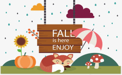享受秋天木板挂饰享受秋天矢量图高清图片