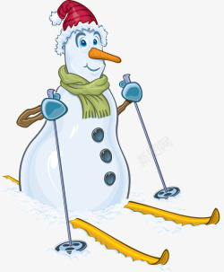冬天的乐趣滑雪的雪人高清图片