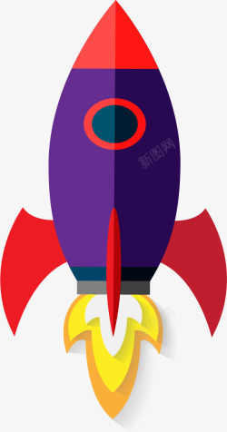紫色上升火箭矢量图素材