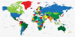 轮廓彩色世界地图高清图片