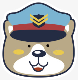 灰色小熊小熊的警察帽矢量图高清图片