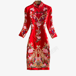 长款旗袍中国风高端大码精品连衣裙高清图片