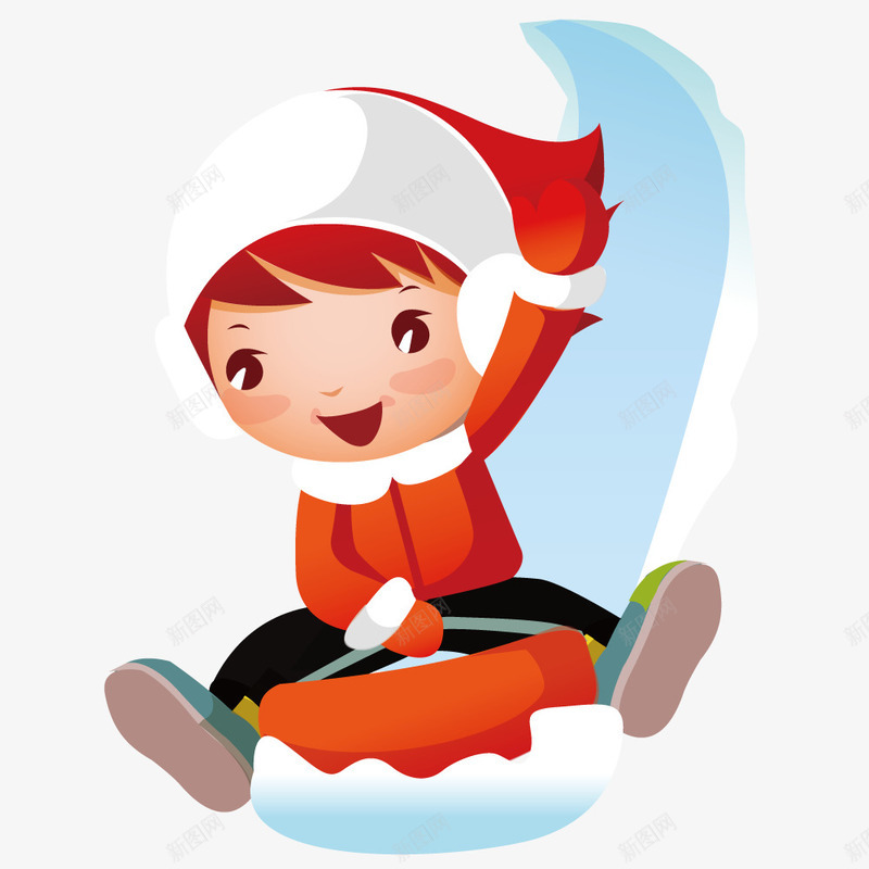 小孩在滑雪矢量图ai免抠素材_新图网 https://ixintu.com 冬天 小人 小孩 插画 滑雪 矢量人物 矢量图 雪