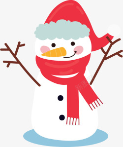 开心欢呼圣诞帽雪人矢量图素材