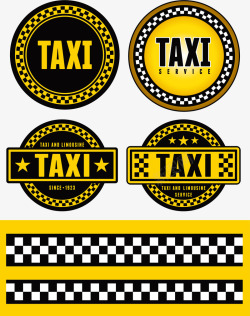 出租车标签黄色出租车矢量图高清图片