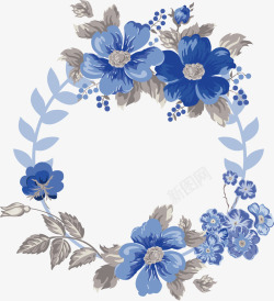中国风蓝色装饰花纹边框底纹矢量图素材