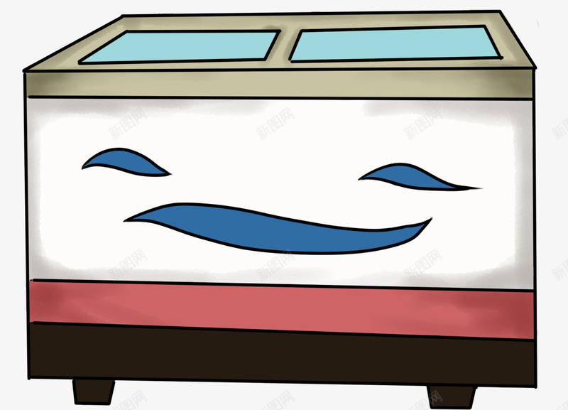 卡通版的正方形小冰箱png免抠素材_新图网 https://ixintu.com 冰柜 动漫动画 卡通手绘 家电 小冰箱 装饰图