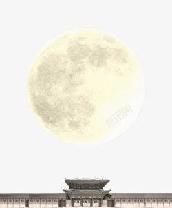 月下手绘月下建筑高清图片