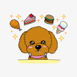 可爱冰激凌卡通小狗吃饭高清图片