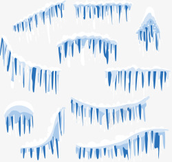 蓝白色冬天冰锥花纹矢量图素材