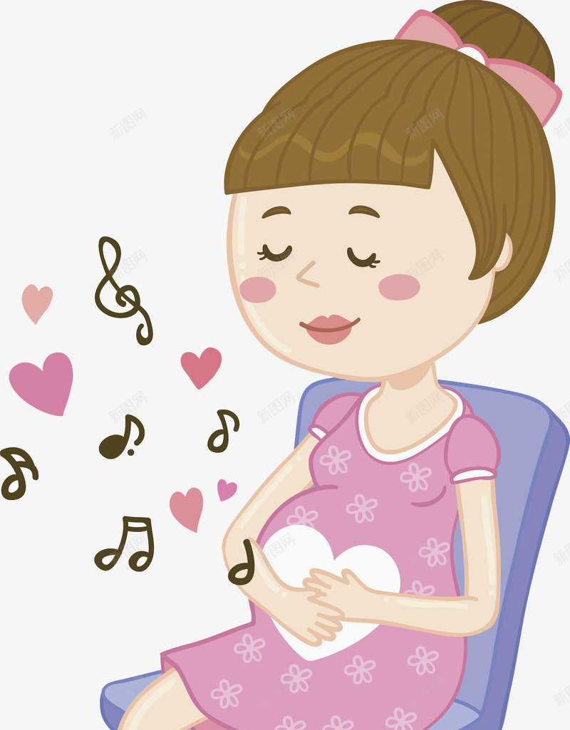 听音乐孕妇png免抠素材_新图网 https://ixintu.com 人物画 卡通手绘 孕妇 孕妈咪 水彩画 肖像画 装饰图案 音乐