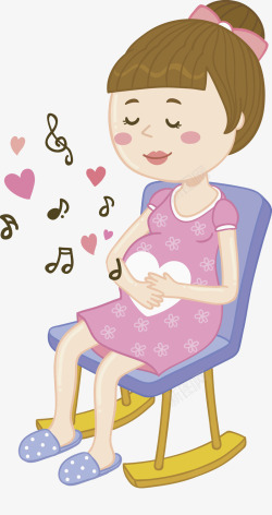 水彩孕妇听音乐孕妇高清图片