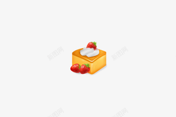 手绘草莓正方形蛋糕图标图标