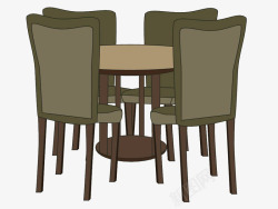 4个椅子围起的圆桌素材