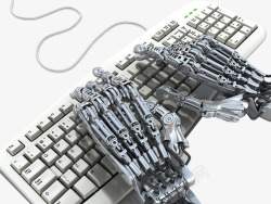 机械手智能机器人操控键盘高清图片