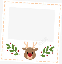 麋鹿大头贴相框圣诞节卡通驯鹿相框矢量图高清图片