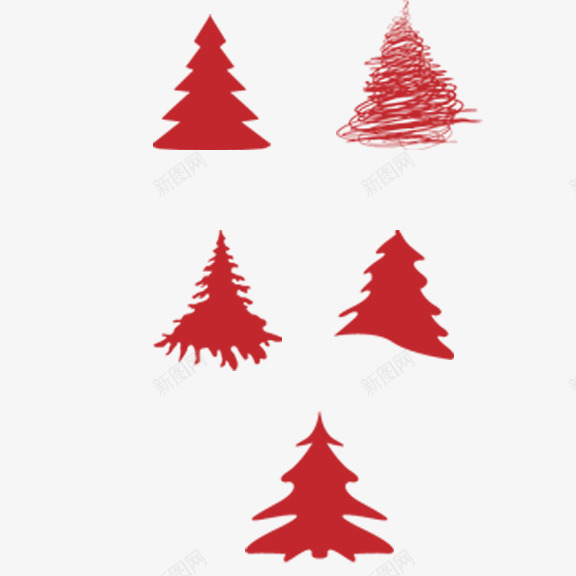 红色剪纸圣诞树psd免抠素材_新图网 https://ixintu.com 圣诞树 圣诞节 松树 红色