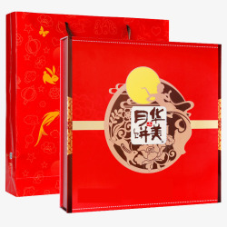 中秋节月饼盒子长方形红色华美月饼合高清图片