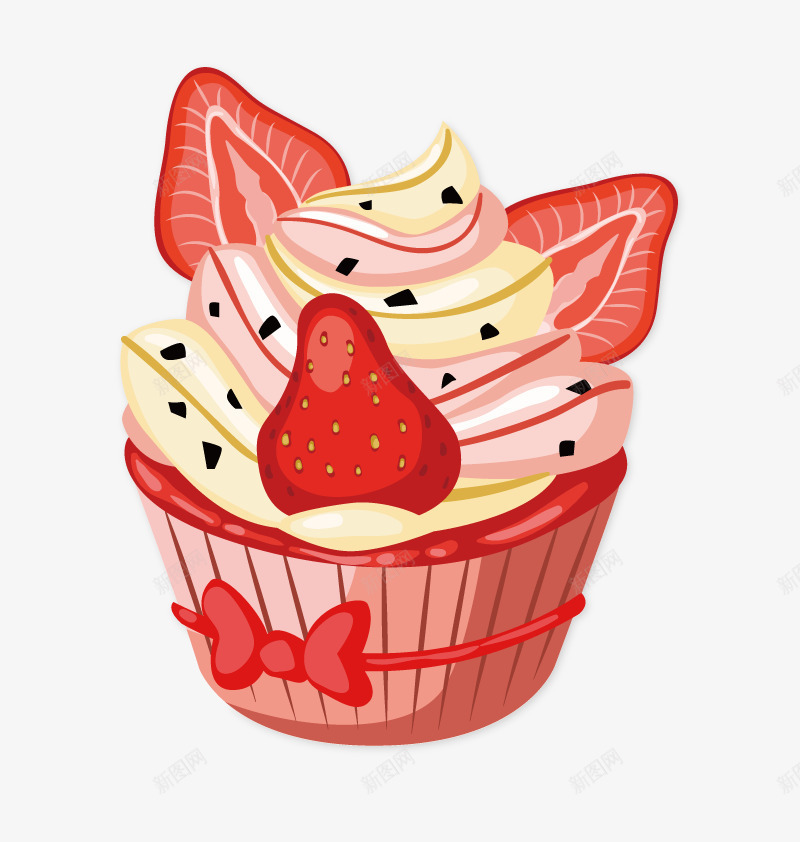 草莓蛋糕png免抠素材_新图网 https://ixintu.com 免扣png素材 免费png素材 水果 粉色 纸杯 草莓