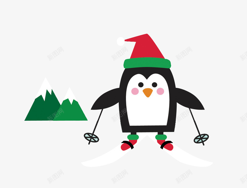 卡通滑雪的企鹅png免抠素材_新图网 https://ixintu.com 企鹅PNG矢量图 企鹅免扣PNG图 冬天 卡通 手绘 滑雪 矢量企鹅