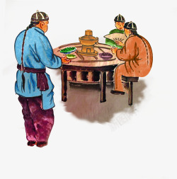 北京吃文化手绘北京火锅文化高清图片
