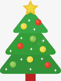 精致圣诞树彩色小球圣诞树高清图片