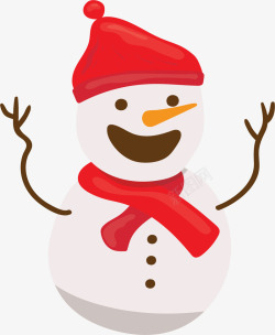 冬天红色帽子围巾雪人矢量图素材